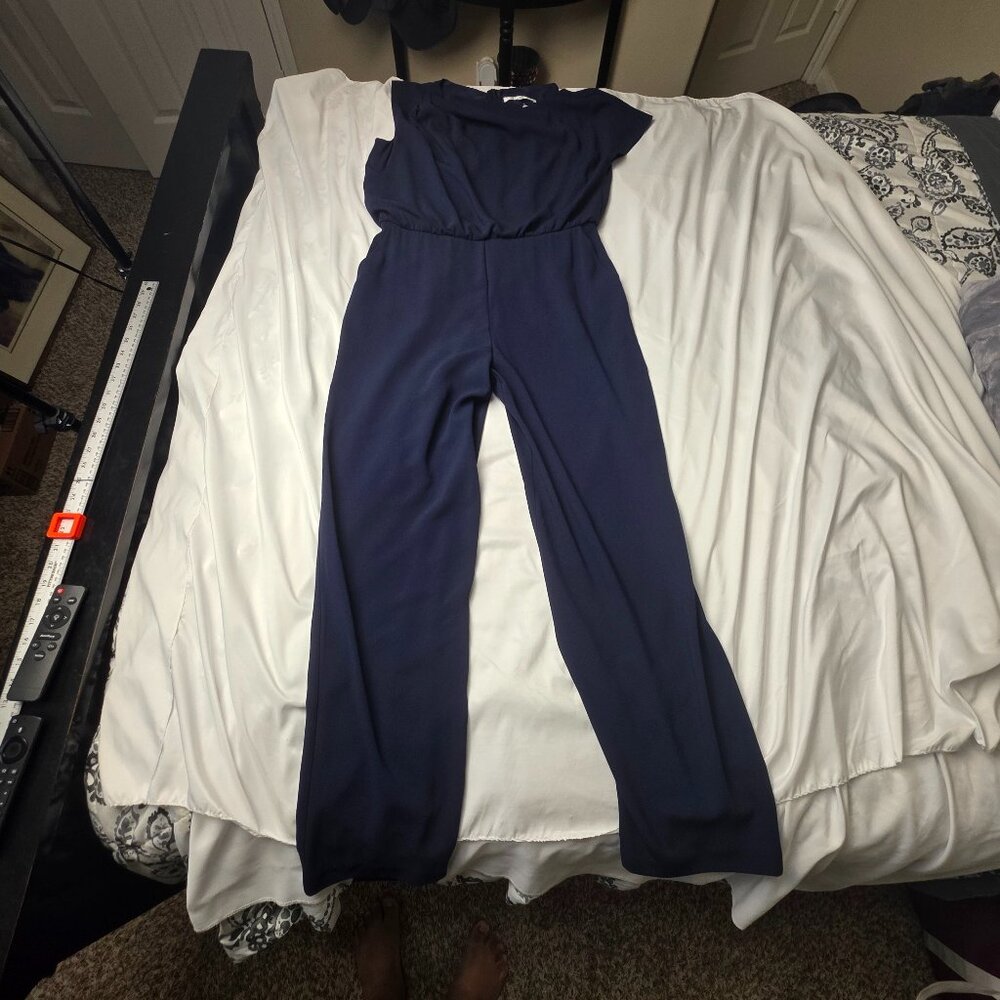 Trina Turk Navy Blue Wide-Leg Jumpsuit